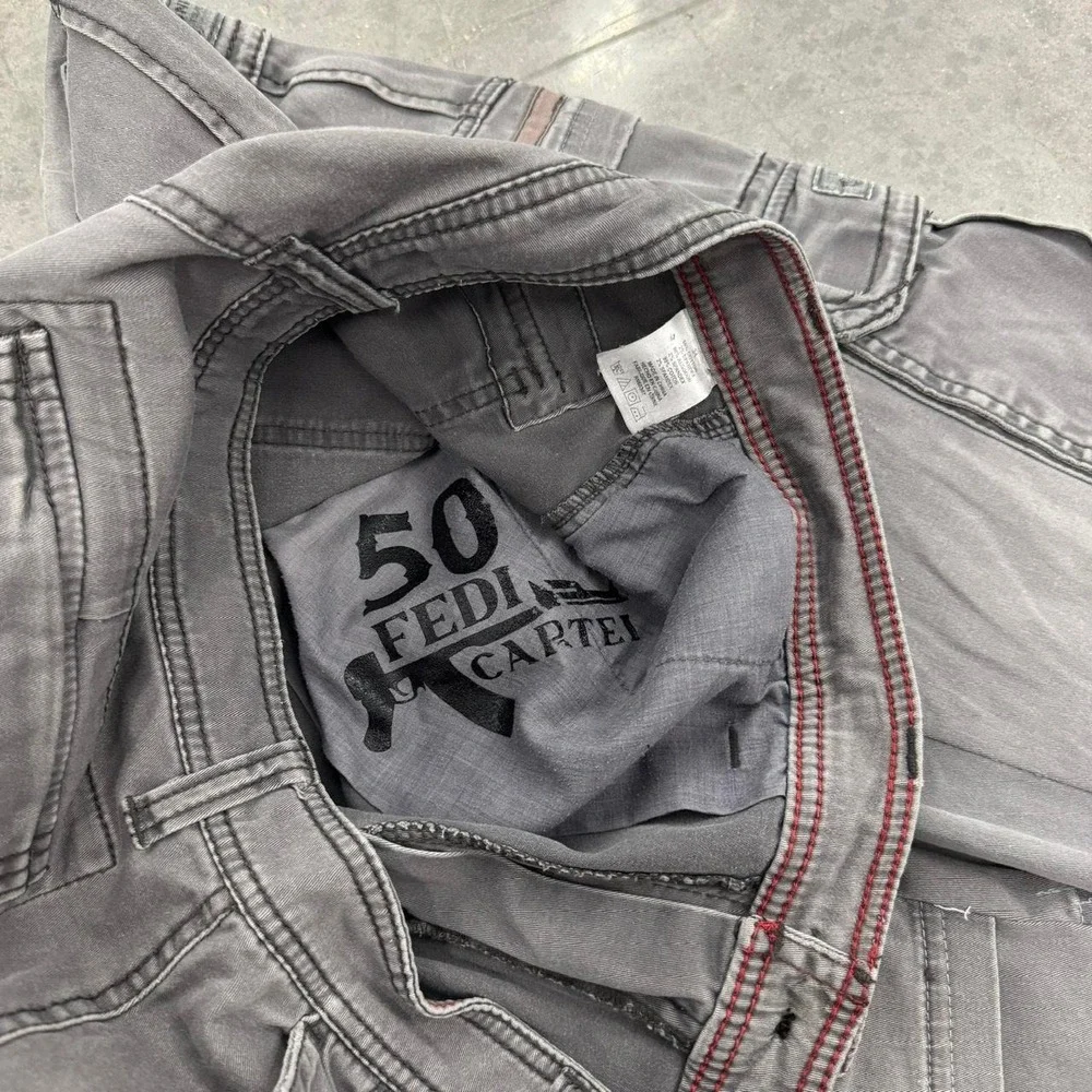 1 OF 1 Fedi Cartel 00s Y2K BAGGY Gray CARGO UTILITY PANT - 35/37